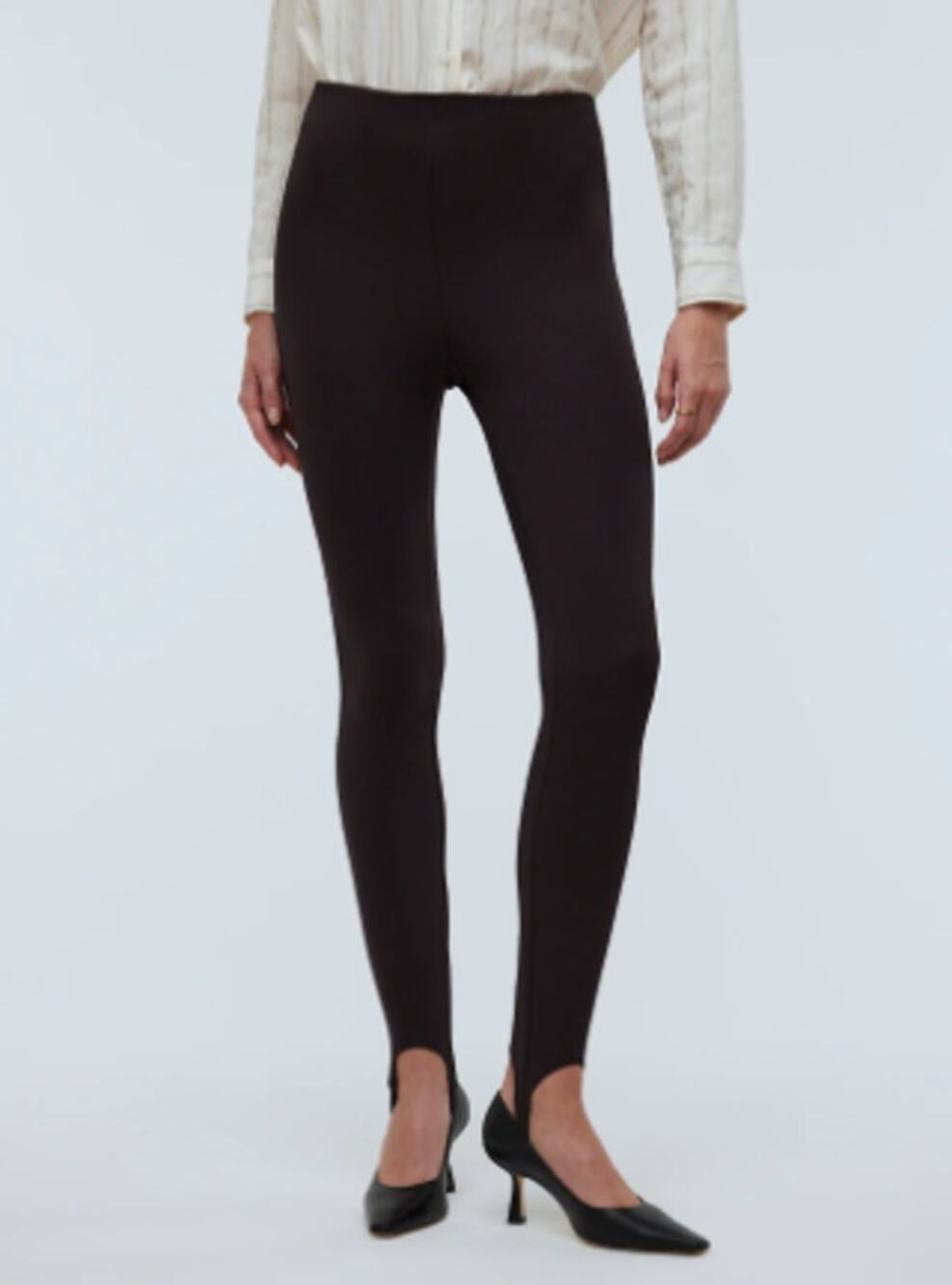 Madewell Womens Ponte Stirrup Leggings Fitted Roasted Espresso Brown Size Small